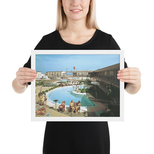 Caribbean Motel 1960's Pool Photograph - Framed paper poster
