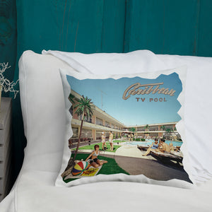 Caribbean Motel Pool in the 1960's - Premium Pillow