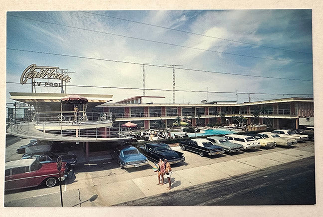 Caribbean Motel, 1960's Postcard, Motel Exterior, Wildwood Crest NJ