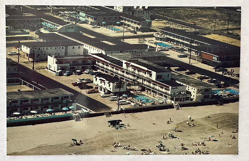 Conca D'Or Motel, 1950's or 1960's Postcard. Air-view, Wildwood Crest, New Jersey