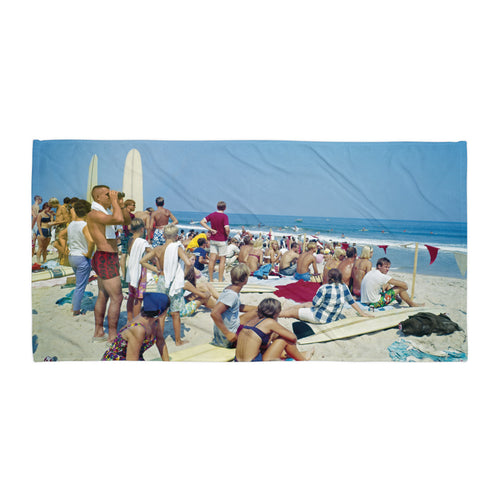 Surfing Competition in the 1960's - Beach Towel